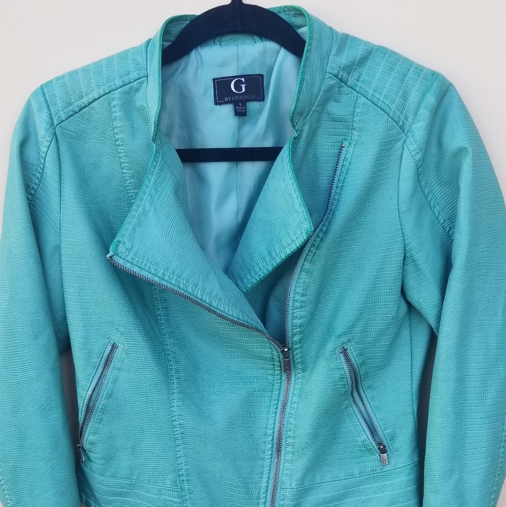 Sea Green vegan leather jacket